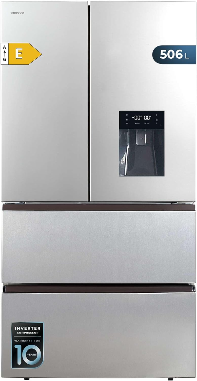 Cecotec - Bolero CoolMarket FD Series - 183x84cm - 510L, Inox, NoFrost, Distributeur d'eau - FD510WD