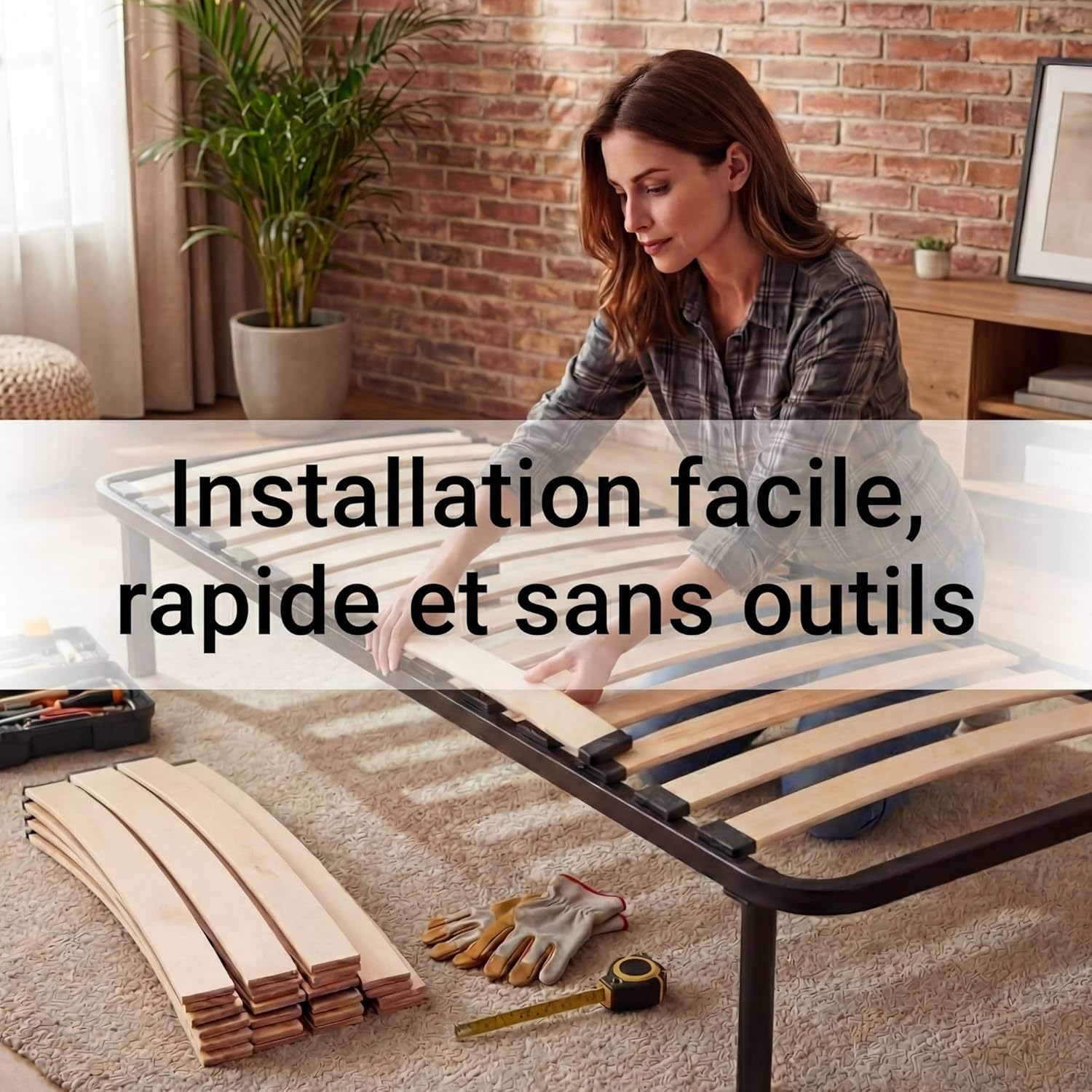 EBAC - Lattes de lit, lot de 10, 680x48x8 mm, hêtre 7 plis durables