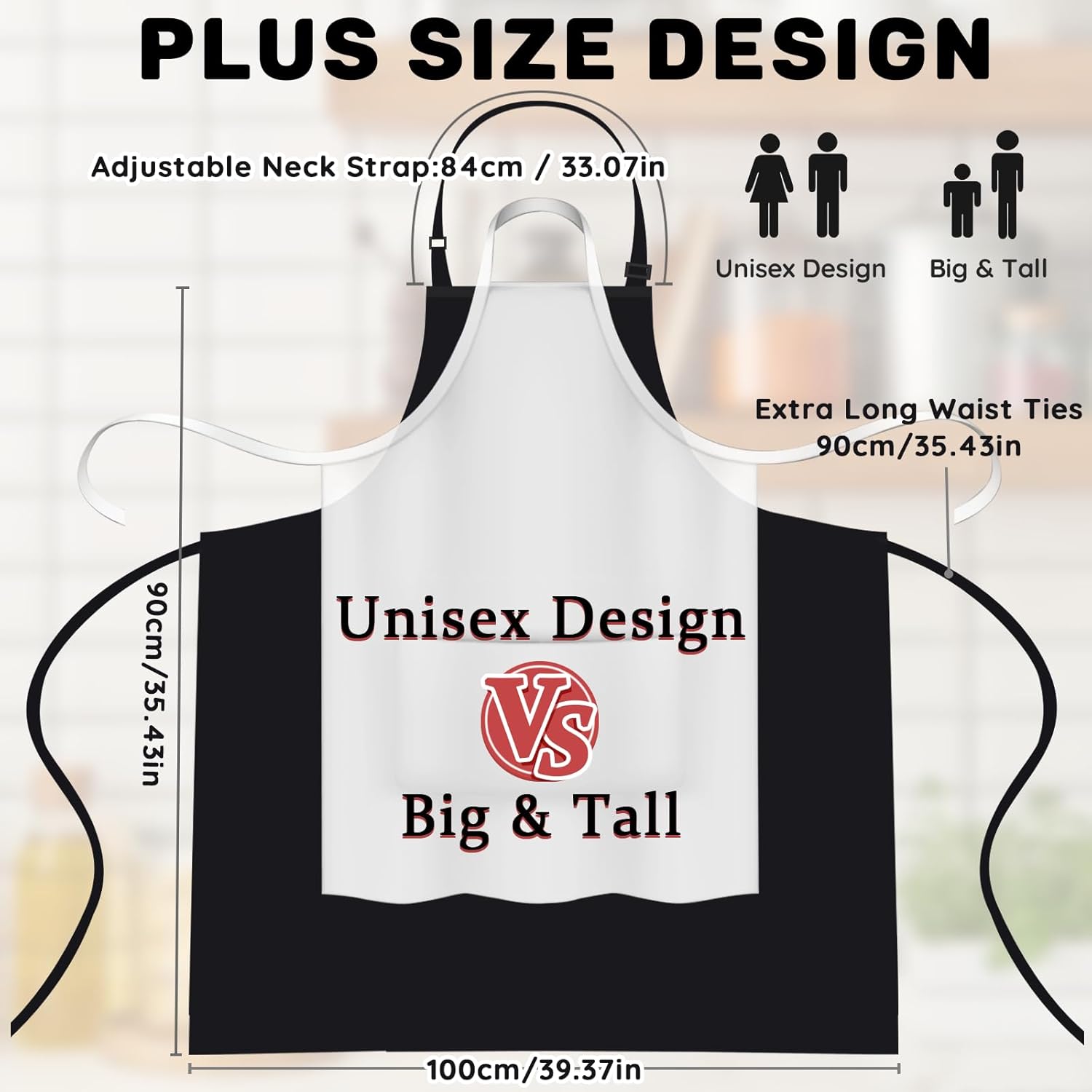 Tablier de Chef - lot de 2, grande taille, 2 poches, unisexe, professionnel