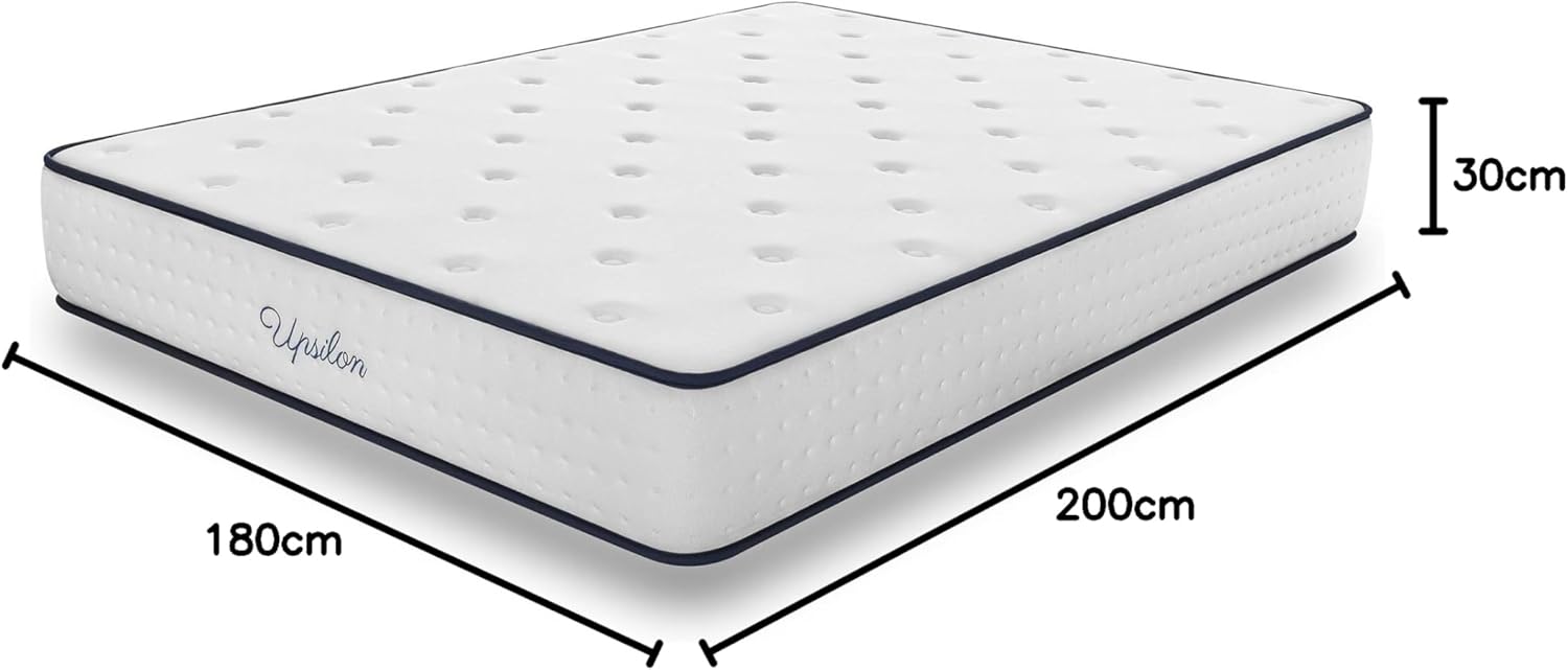 COSMOS - Upsilon hybride - 180x200 cm - mémoire forme, 7 zones, mi-ferme, réversible