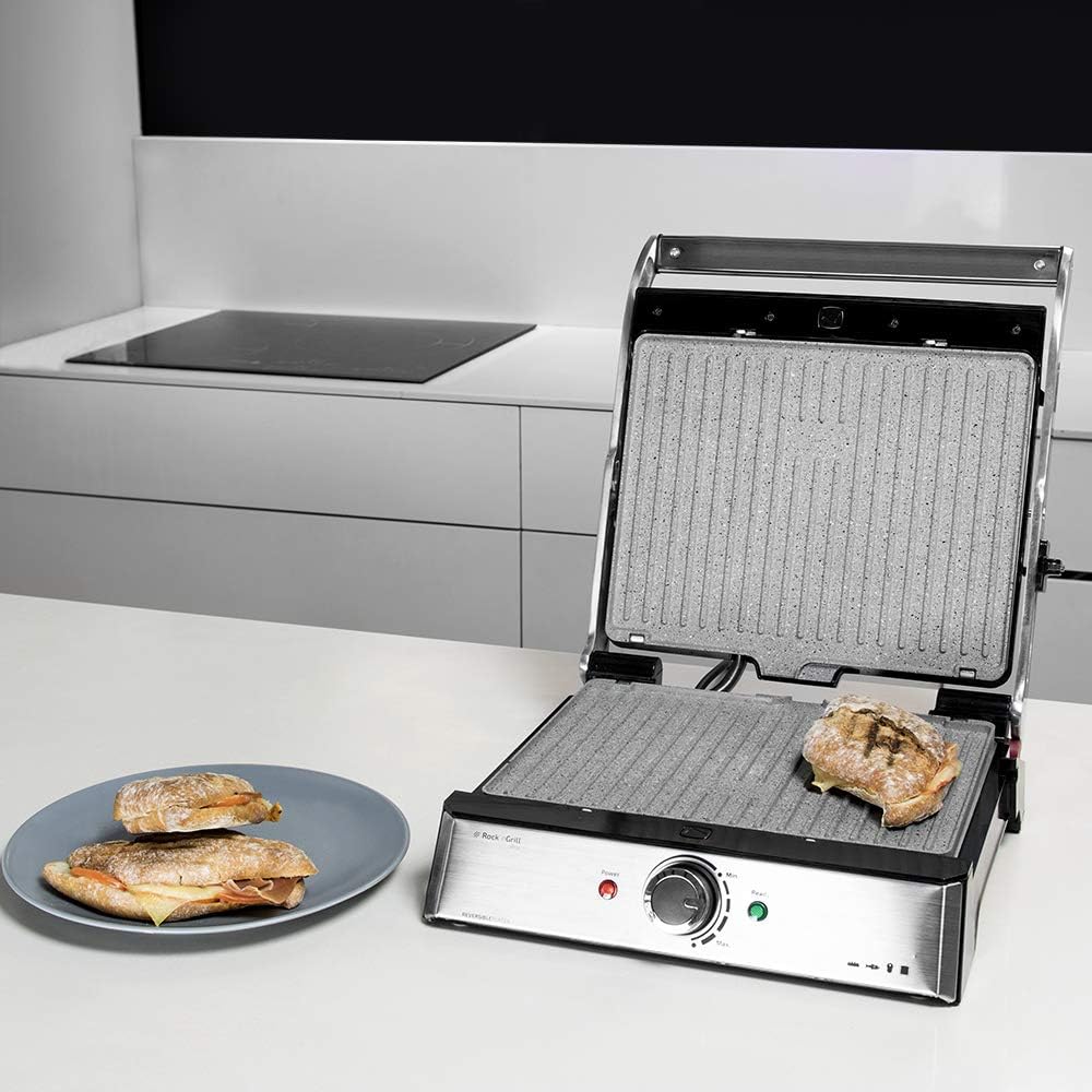 Cecotec - Rock’nGrill Pro - 34x23cm - plaques réversibles amovibles, inox