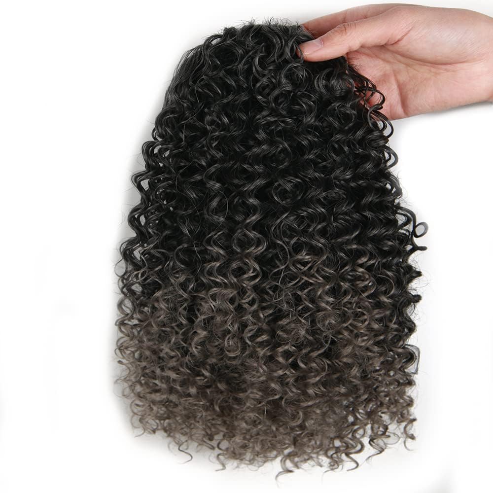 Extension de queue de cheval afro-américaine - 12 pouces - boucles courtes, couleur 1B/Grey#