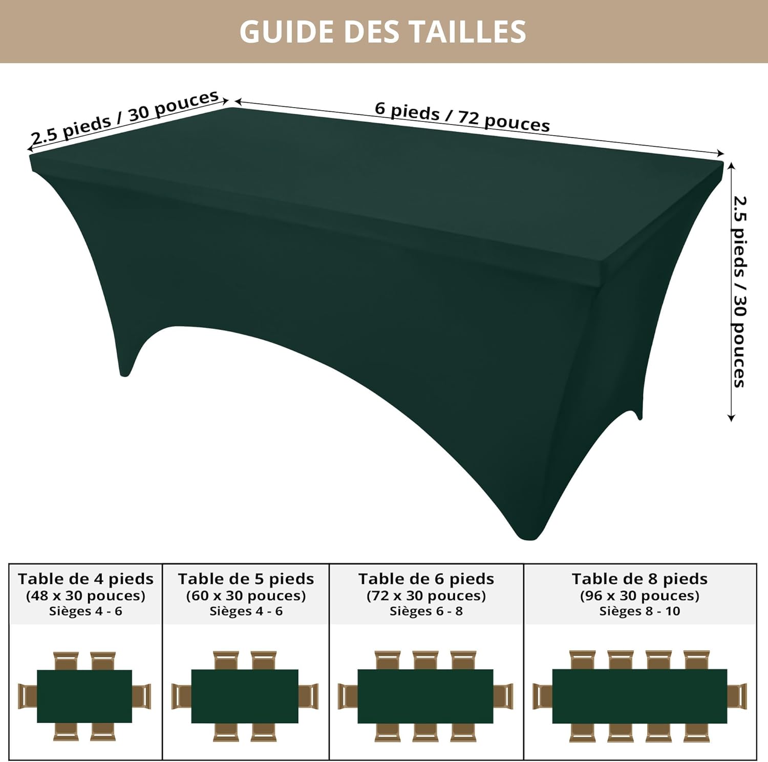 Utopia Kitchen - nappe de table extensible - 183 cm - polyester spandex lavable infroissable, lot de 2
