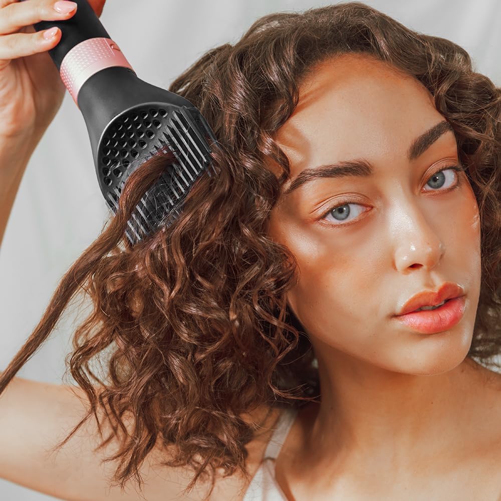 Cecotec - AirGlam Brosse chauffante 1400W 12en1, 14 têtes, Coanda CeramicCare