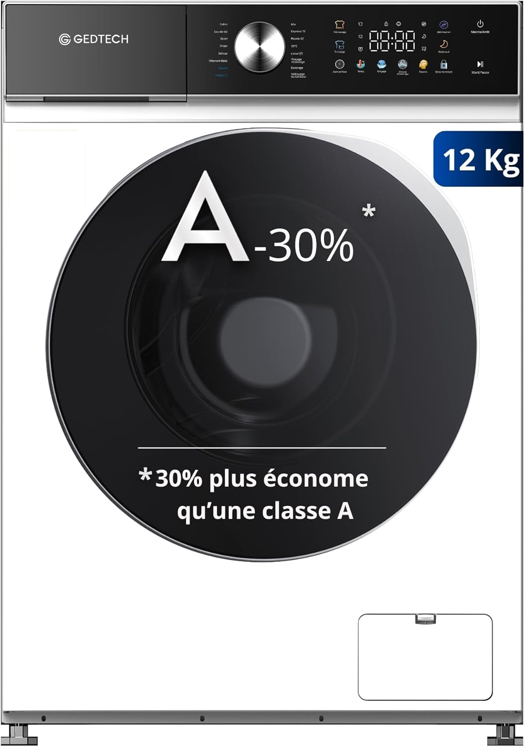 GEDTECH - lave-linge frontal 12kg, 1400tr/mn, LED, 
