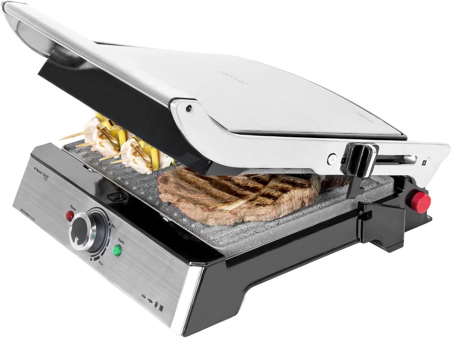Cecotec - Rock’nGrill Pro - 34x23cm - plaques réversibles amovibles, inox