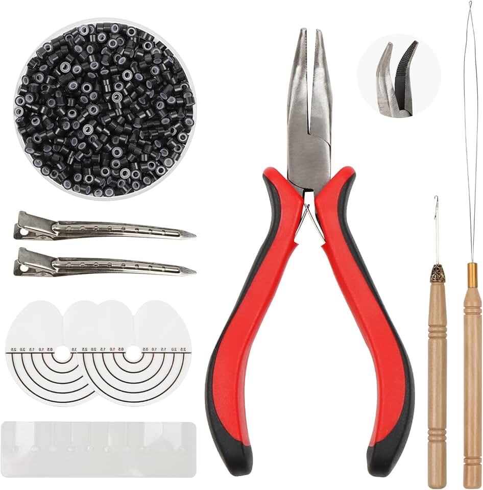 Kit d'outils pour extensions de cheveux, 500 micro anneaux, 5mm, accessoires essentiels pour pose et retrait