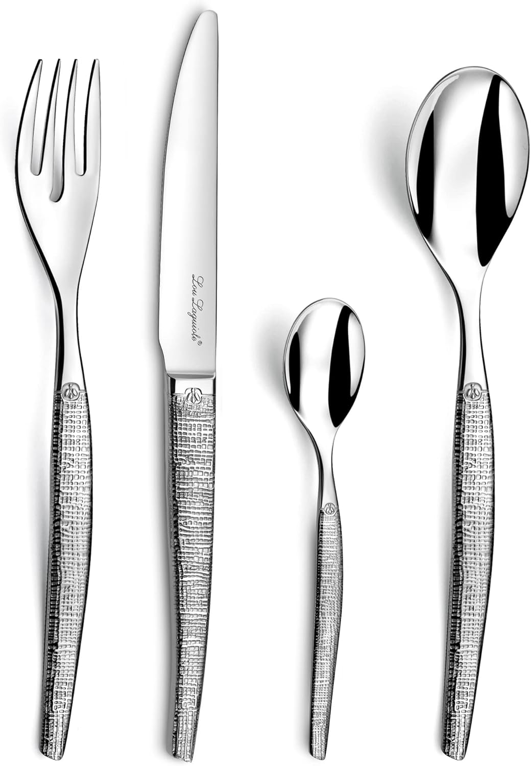 Lou Laguiole - Jet - 24 couverts inox 18/0 finition textil, 6 personnes
