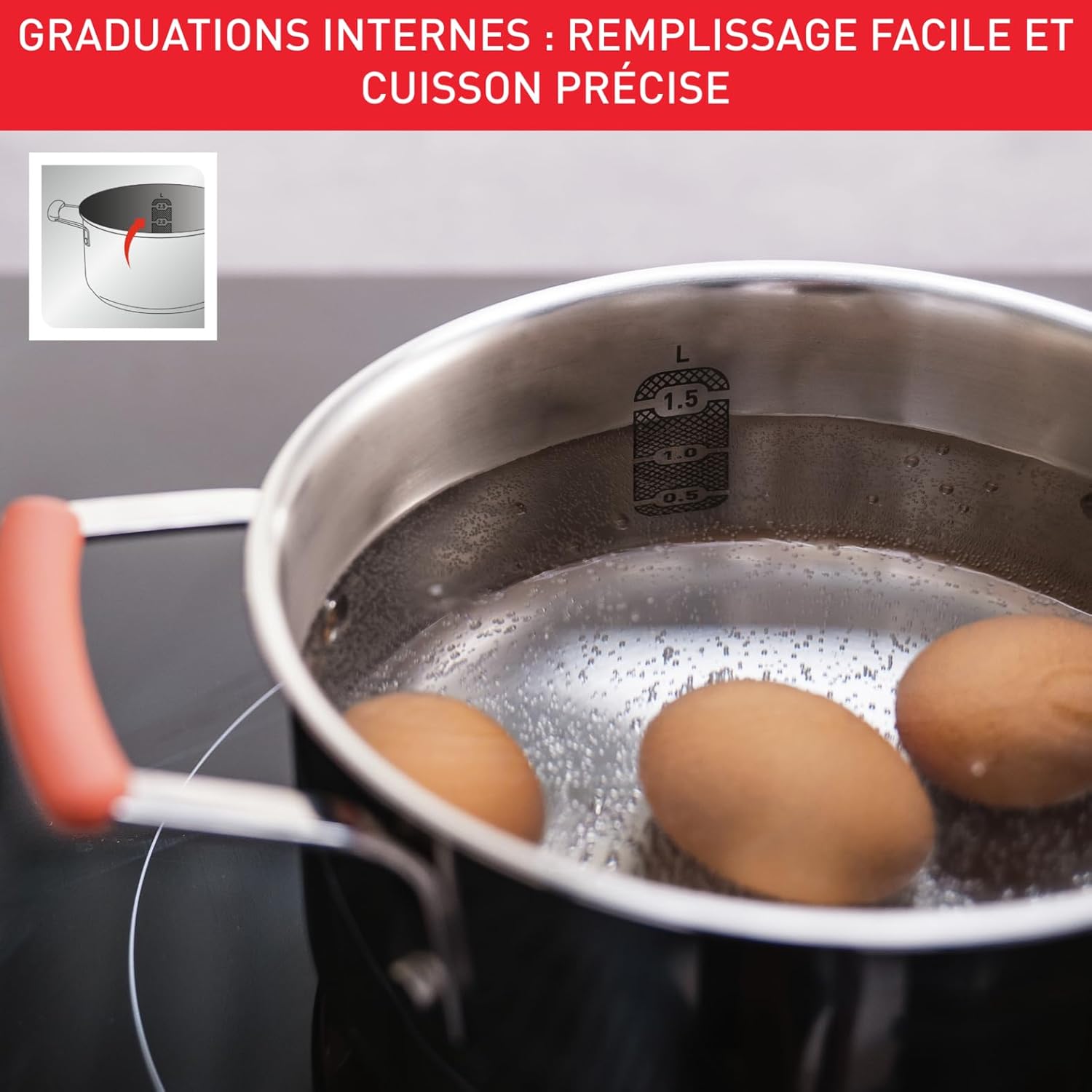 Tefal - OPTI'Space - batterie 6 pcs inox/antiadhésif, induction, G720S604