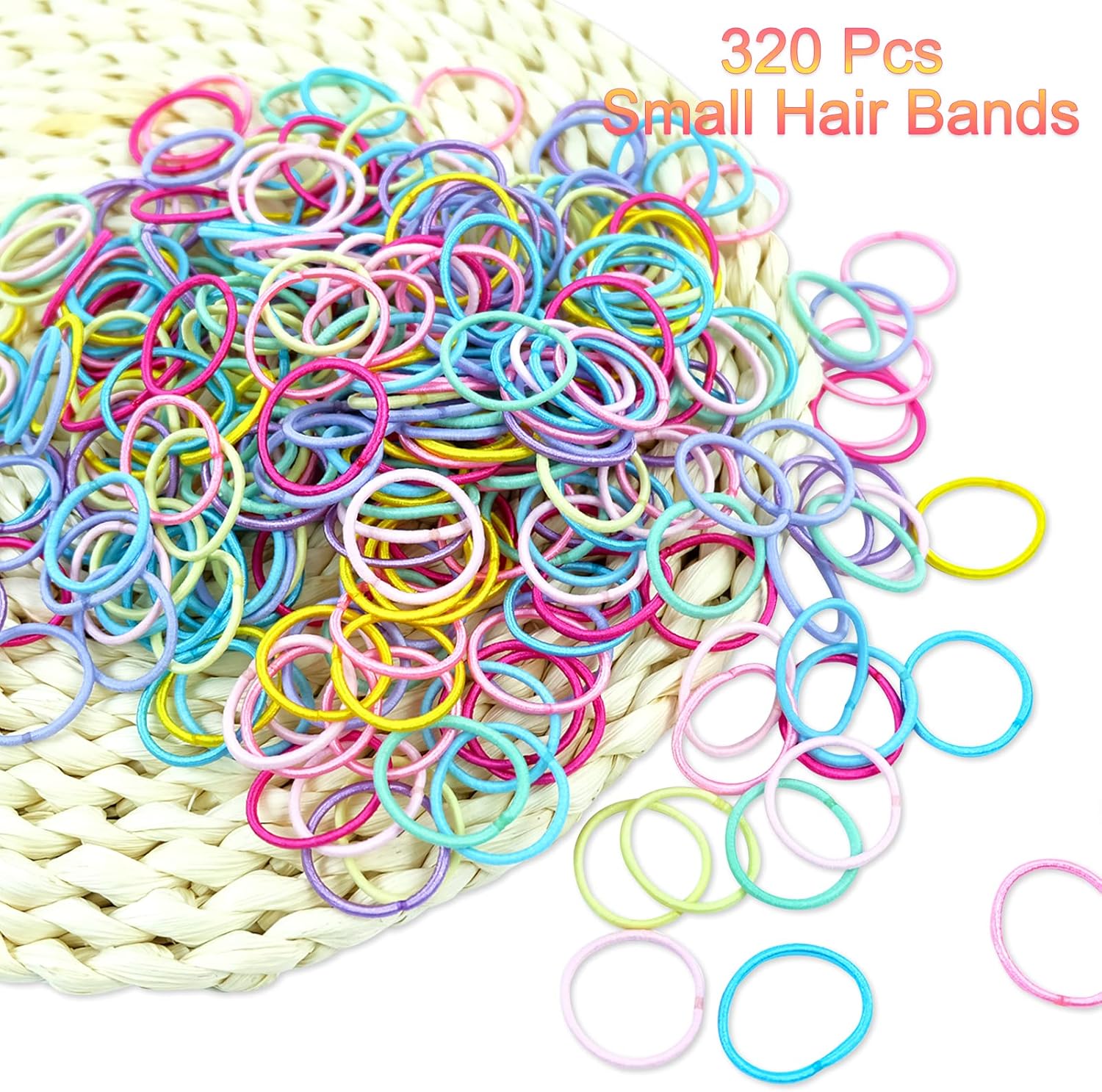 Elastiques à cheveux – lot 320 pièces, 2,5 cm, multicolore, enfants