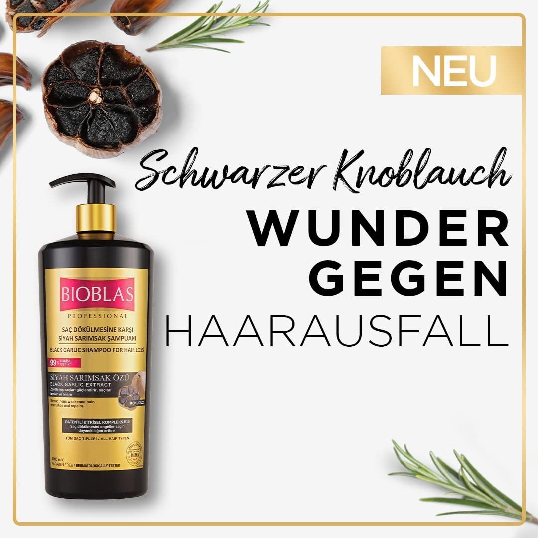 Bioblas - Shampoing à l’ail noir et ail - 1000ml + 500ml - fortifiant et revitalisant