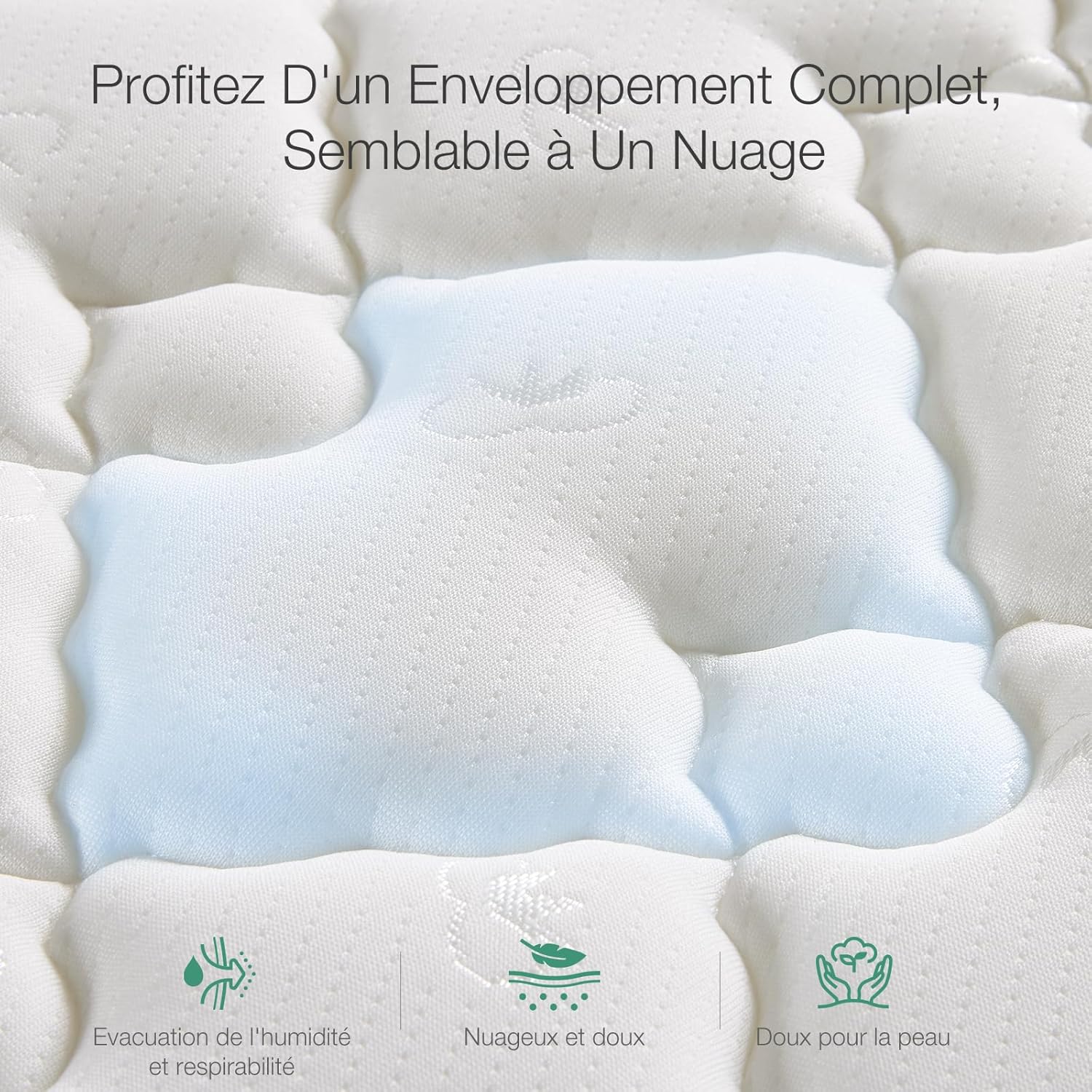 Novilla - Matelas à ressorts ensachés 7 zones 180x200 cm mousse confortable