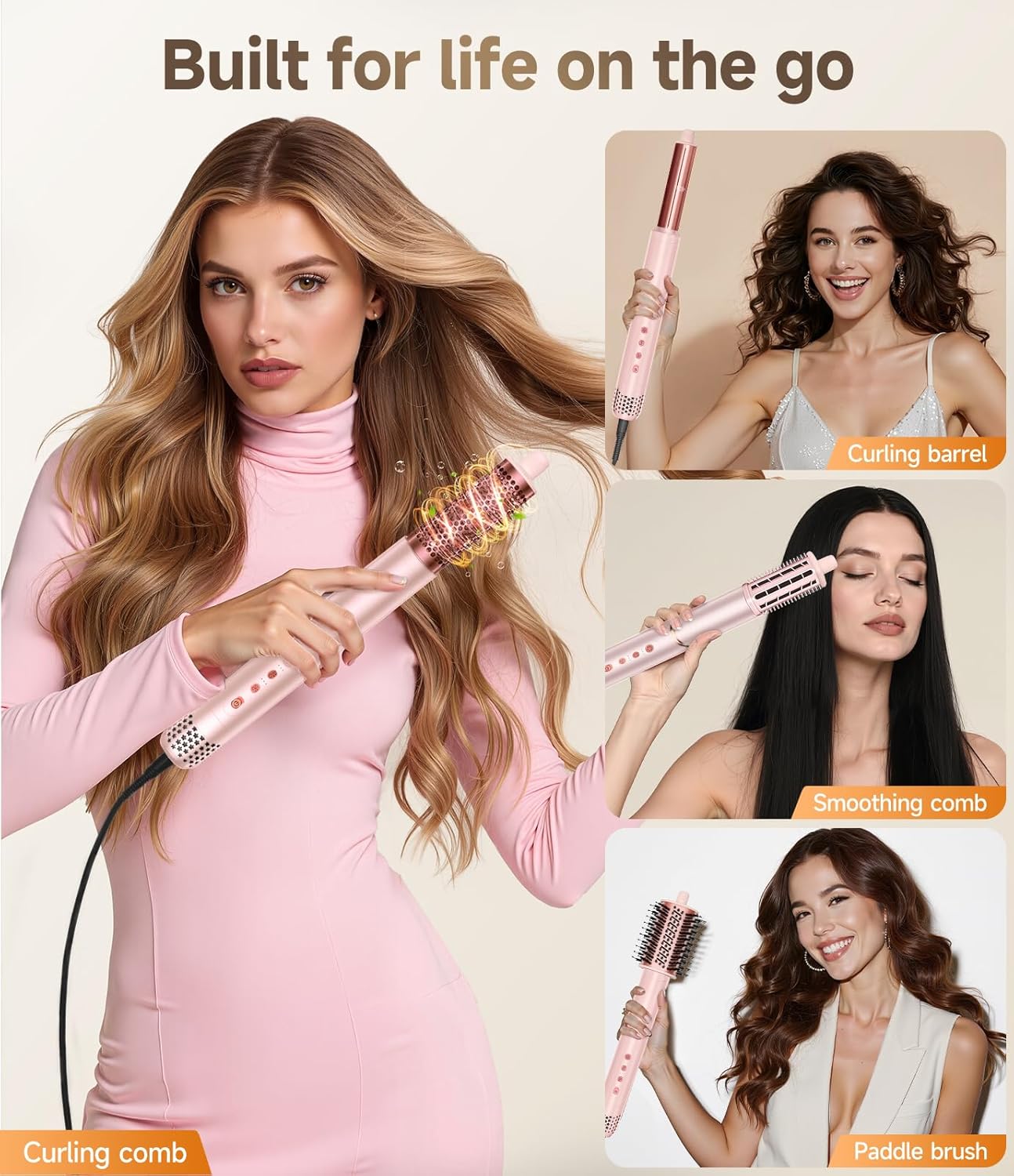 Brosse soufflante 8 en 1 - Air Styler flexible, brushing, boucleur, lissage