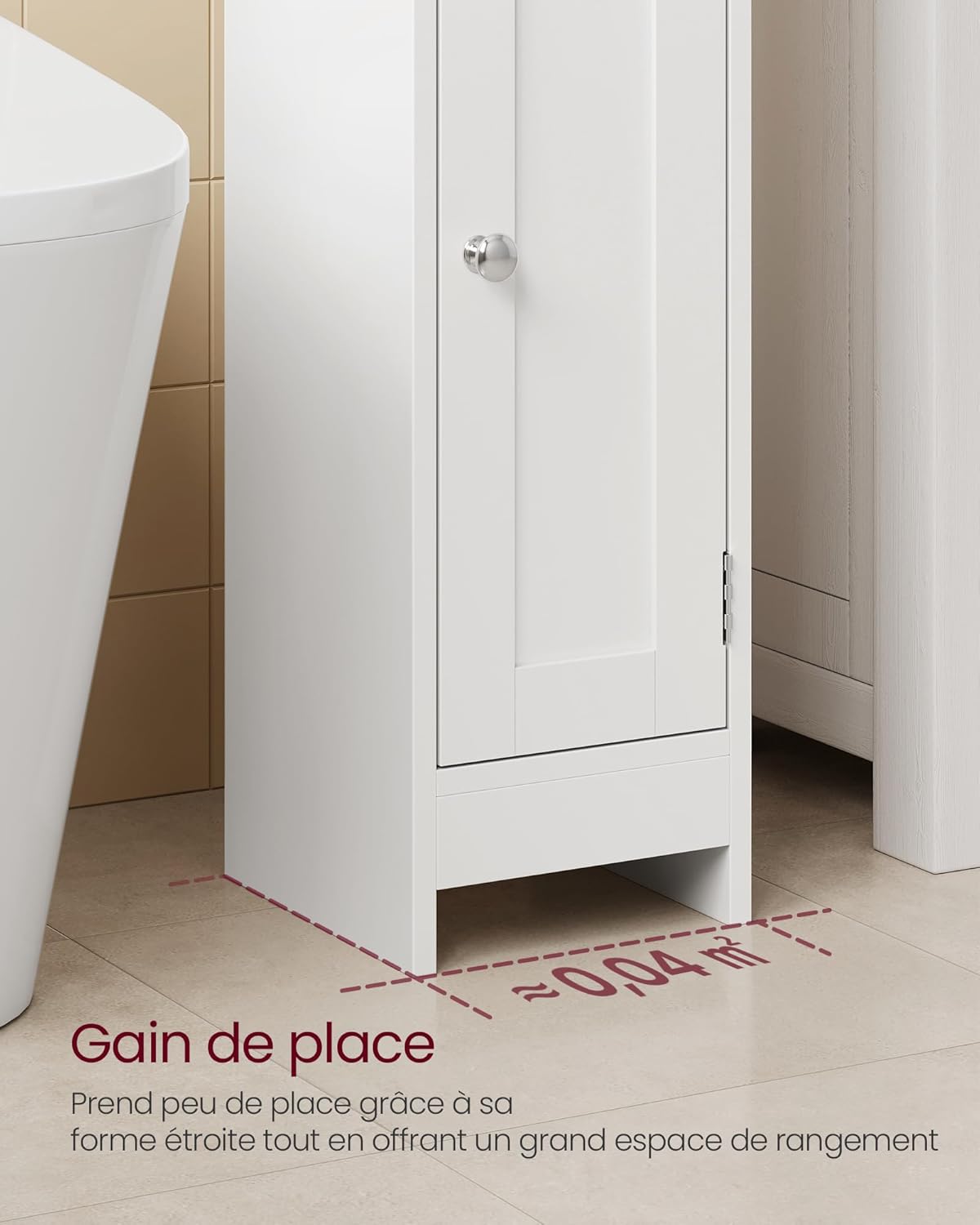 VASAGLE - meuble salle de bain angle, 20x18x80 cm, étagères réglables, BBC310W01