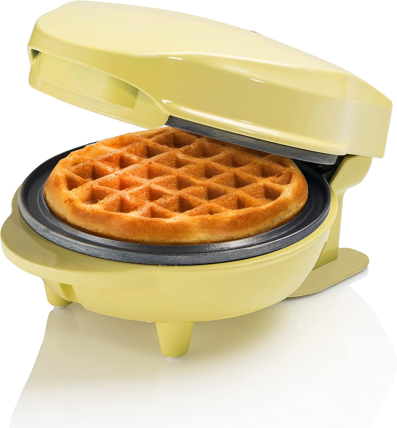 Bestron - mini gaufrier rétro jaune - compact - revêtement anti-adhésif