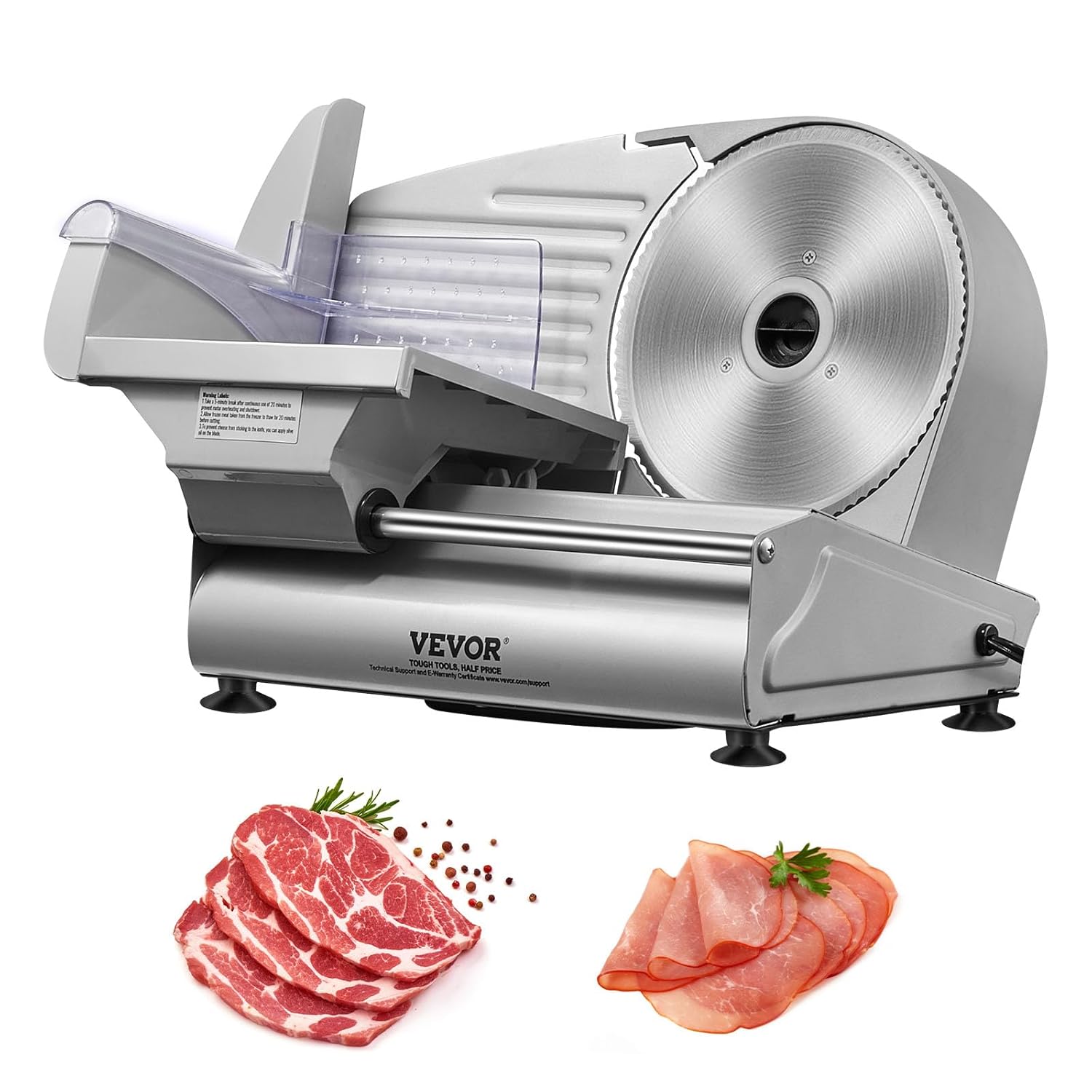 VEVOR - trancheuse électrique 190 mm - 180W, inox, 80-120 tr/min