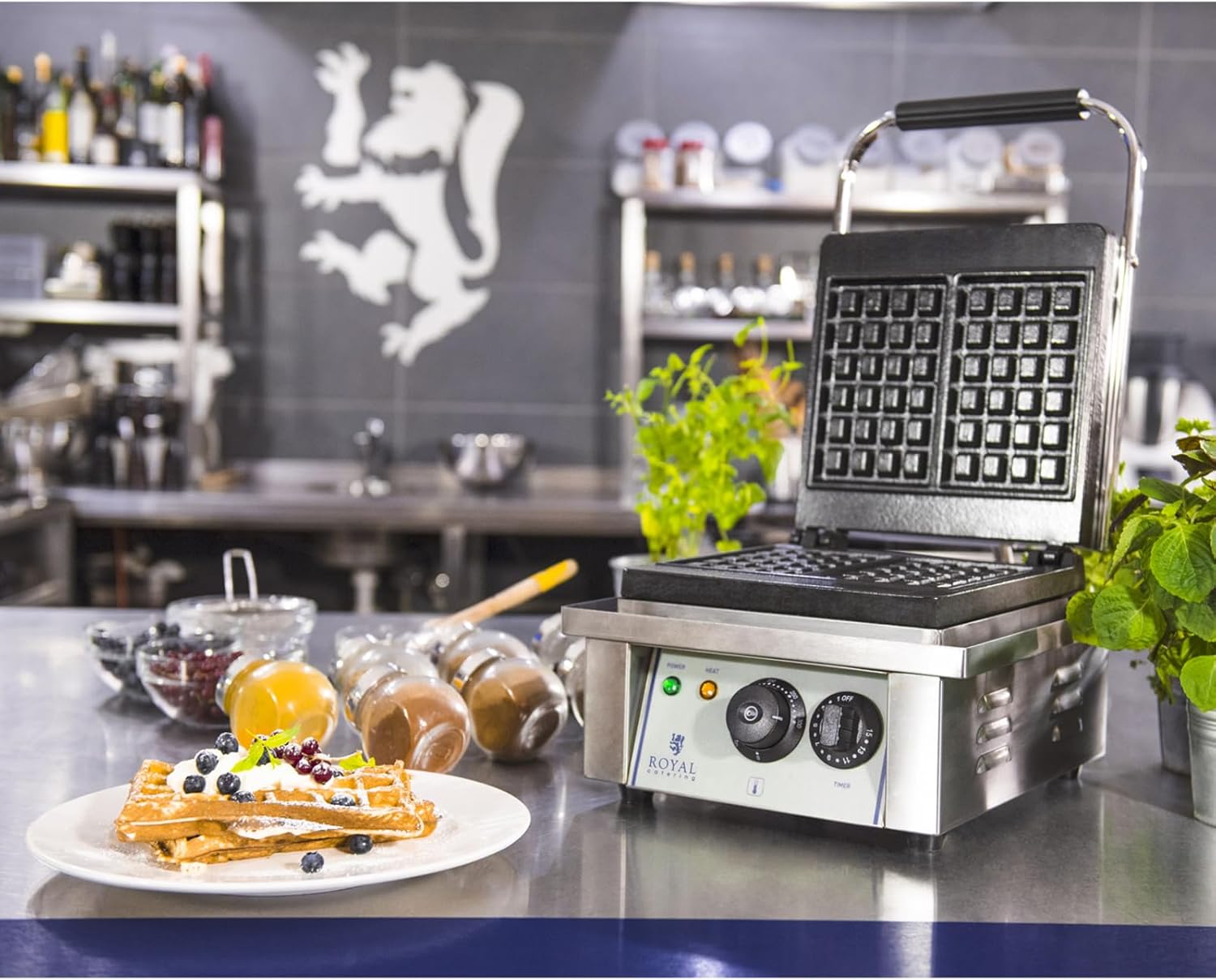 Royal Catering - RCWM-2000-E - 37x32x50cm - 2.000W, minuterie, gaufre 10x17cm