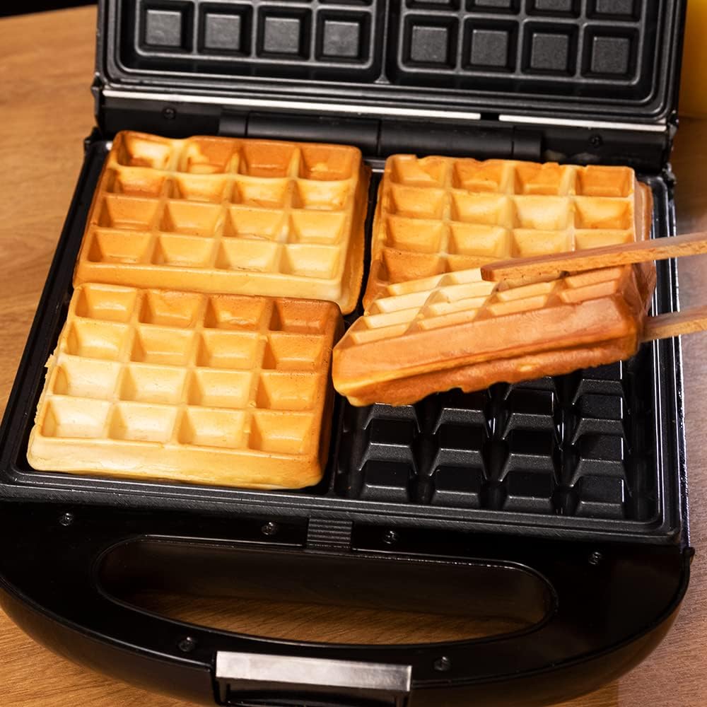 Cecotec - Rock'nToast Family - 4 gaufres, 1500W, inox, système rotatif