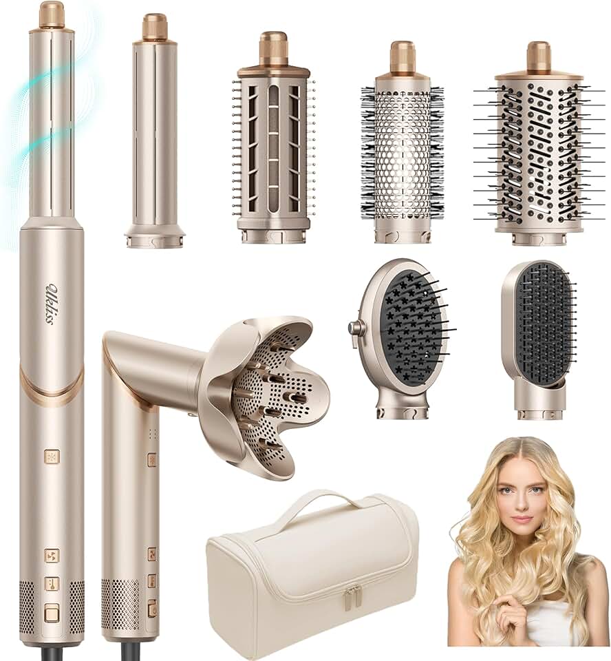 UKLISS - Pro 8 en 1 - Brosse soufflante, ionique, boucle 32mm, 110K RPM, compacte