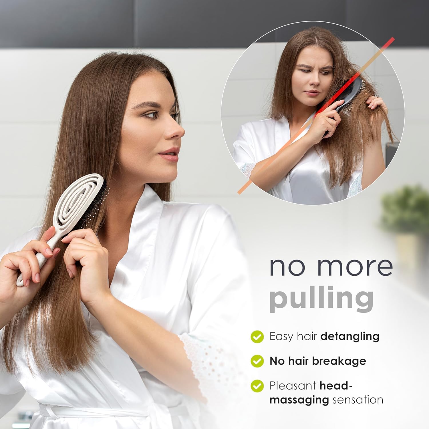 FABCARE - Brosse à cheveux Double Ressort - sanglier, démêlante, beige
