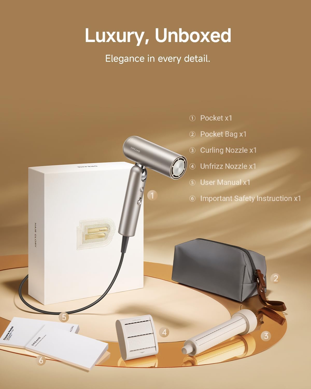 DREAME - Pocket Pro - sèche-cheveux, 300g, 110000 tr/min, ions négatifs, pliable