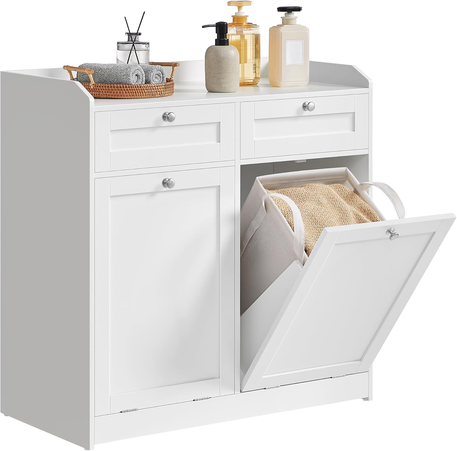 VASAGLE - meuble salle de bain avec paniers, 40x78,9x80,2 cm, 2 tiroirs, sac amovible, BBC751W01