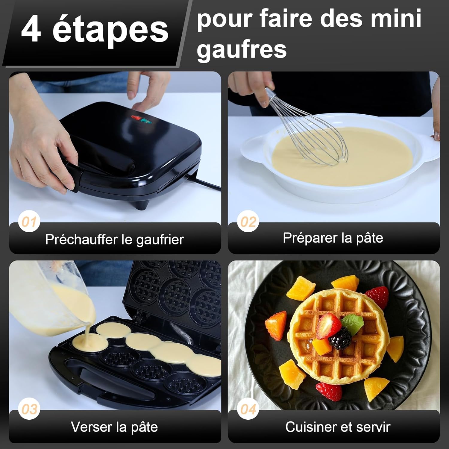 YASHE - Multi Mini - 8x5 cm - plaque à gaufres antiadhésive compacte