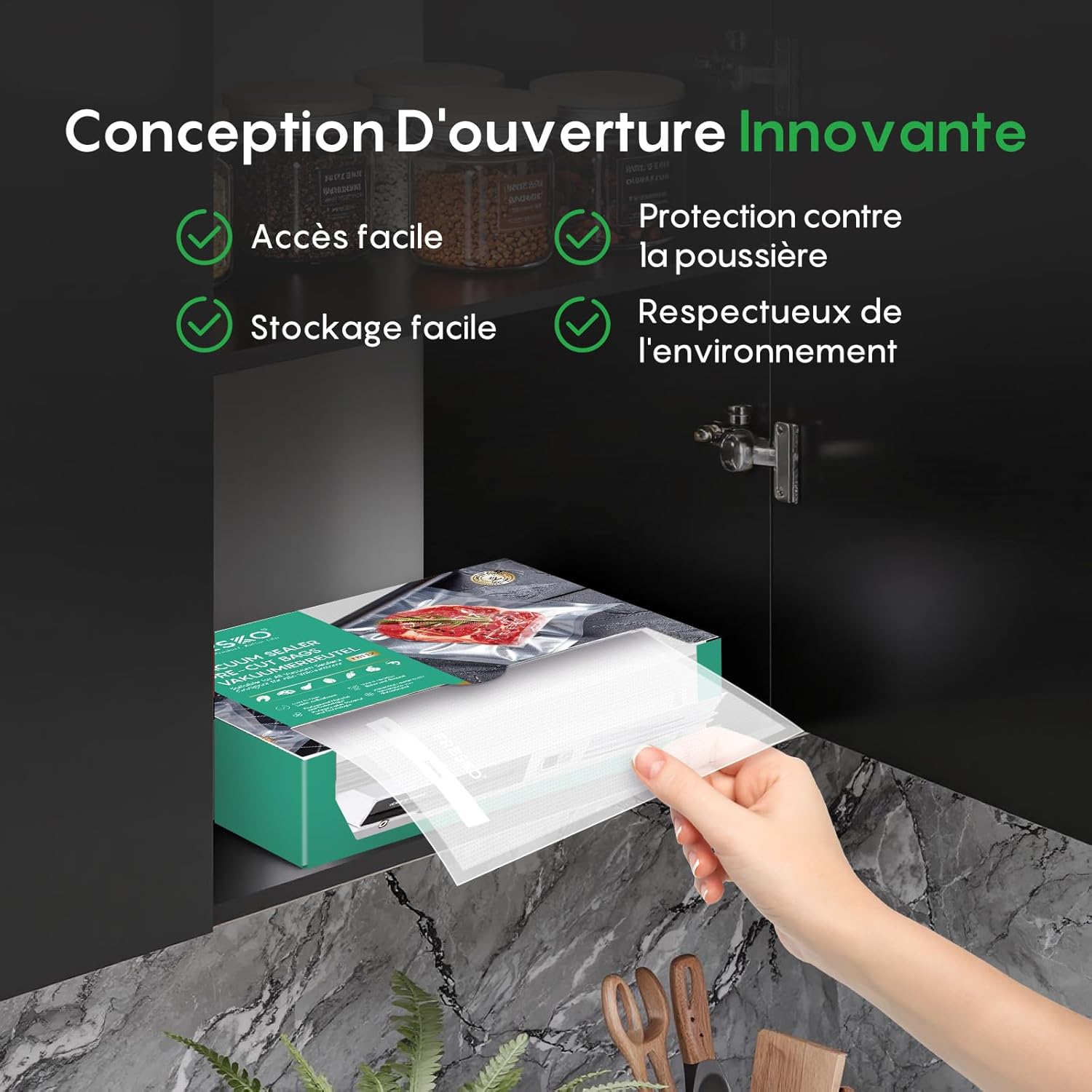 FRESKO - sacs sous vide alimentaires - 20x30cm, 120pcs, sans BPA, cuisson/congélation