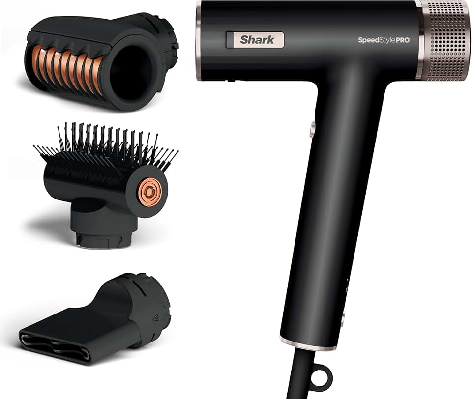 Shark - Sèche-cheveux SpeedStyle Pro, léger, ionique, 3 embouts, séchage rapide, protection thermique, HD731EU