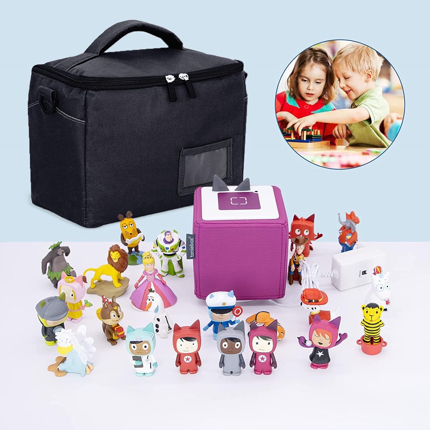 Chedin - sac de transport enfant - grande capacité - idéal figurines music box, casque, chargeur