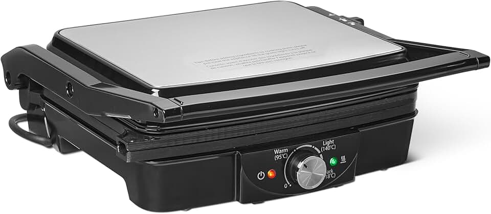 melyano Basics - gril électrique 2000 W - plaques antiadhésives, température réglable, noir