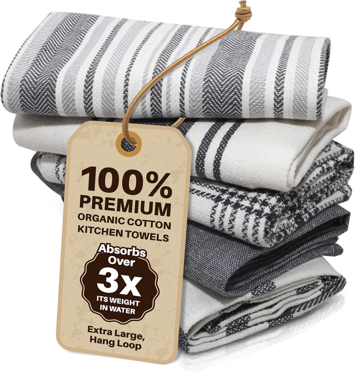 Torchons de cuisine - lot de 5 - 45x70 cm - coton super absorbant, lavable