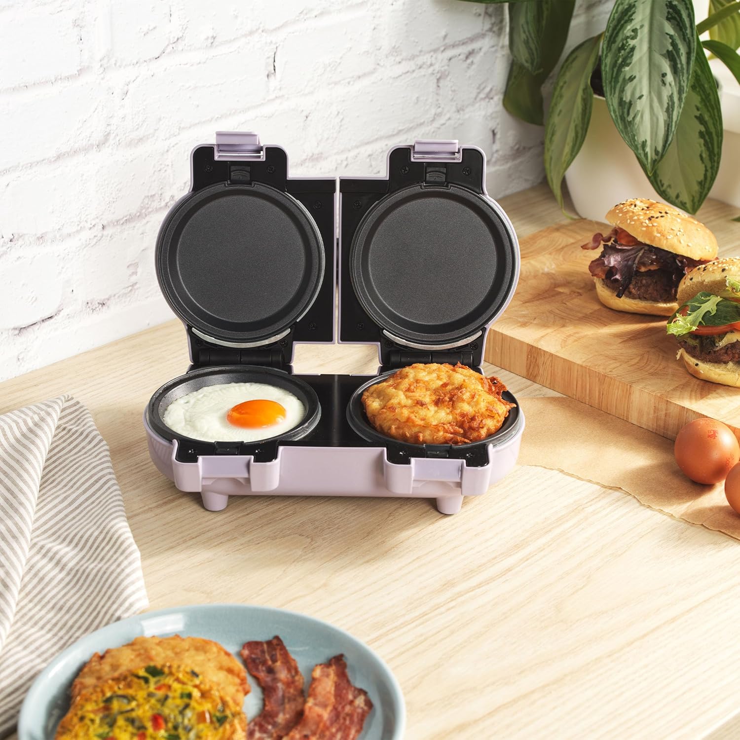 Giles & Posner – Snack Maker compact, plaques amovibles, 4 fonctions, violet pastel