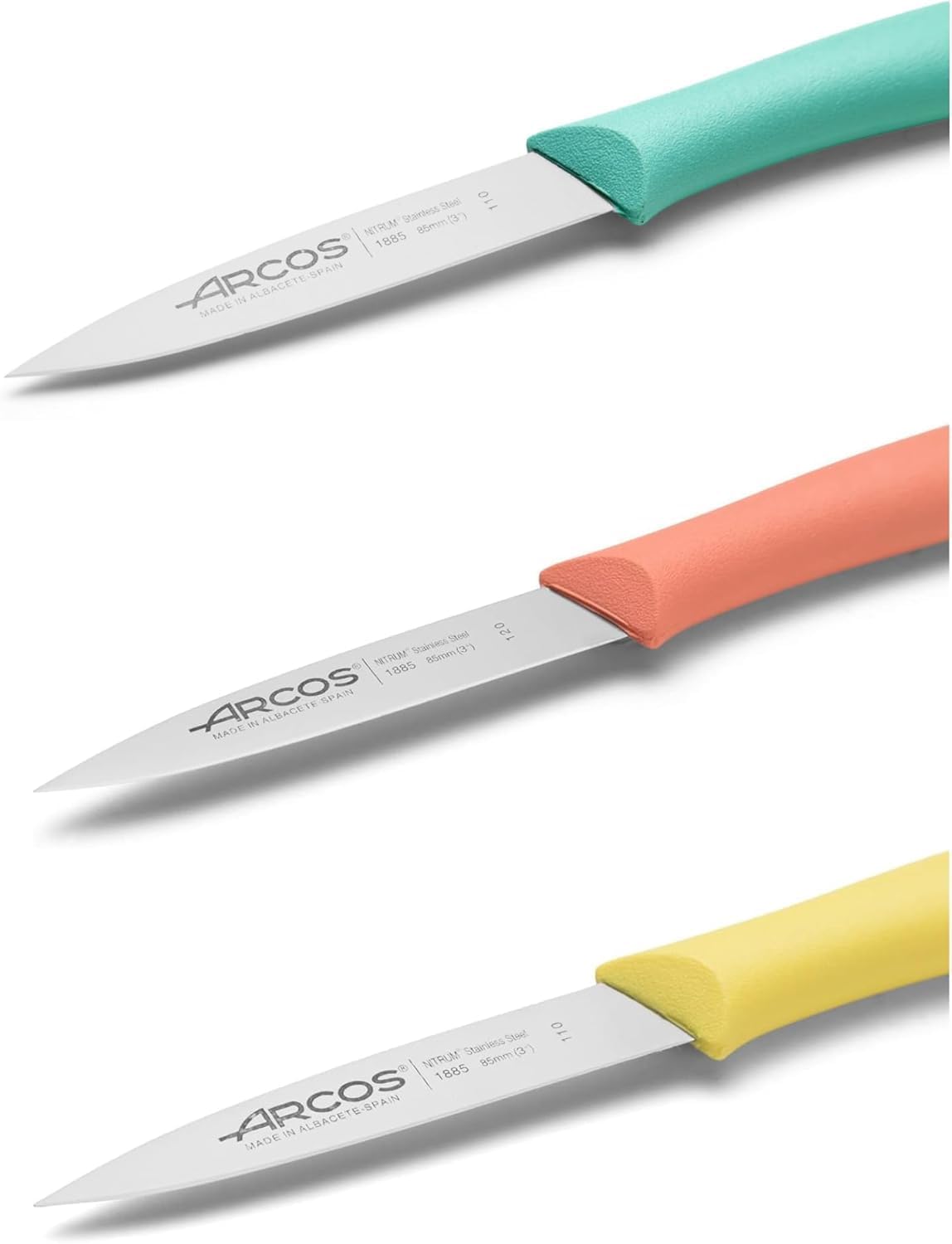 Arcos - Nova série - 3 couteaux, inox, ergonomiques, couleurs vives
