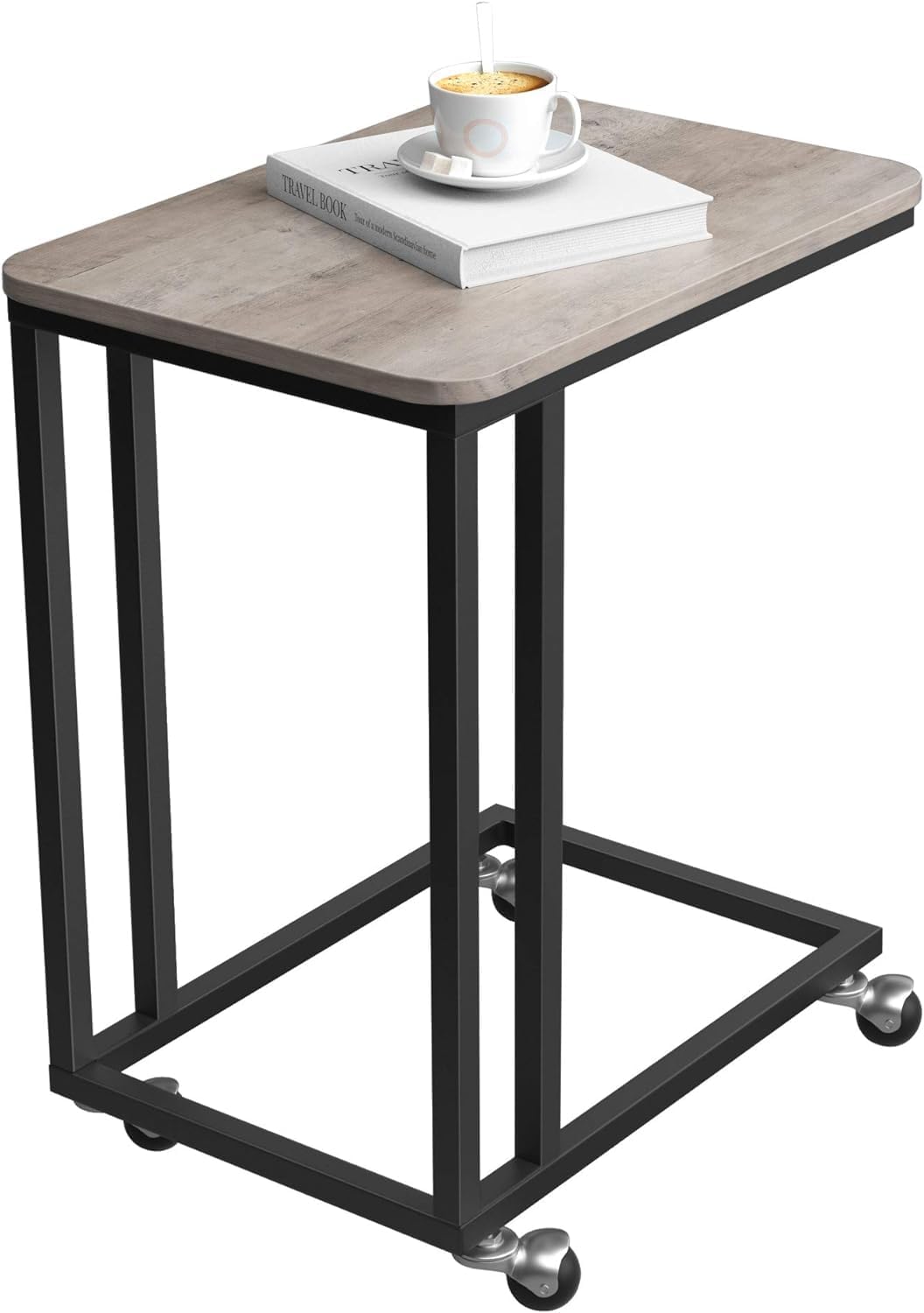 VASAGLE - Table d’appoint industrielle - compacte, acier, roulettes - LNT050B02