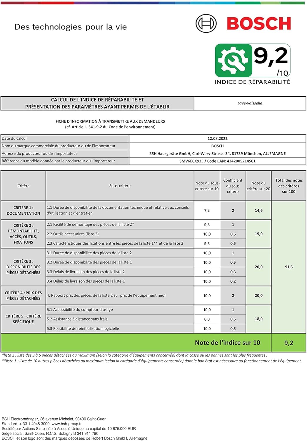 Bosch - Série 6 - 13 couverts, Silence Plus