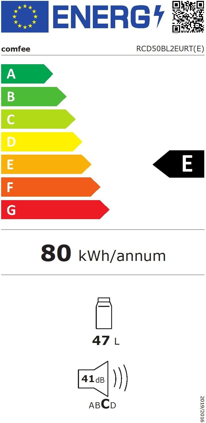 Comfee' - mini réfrigérateur rétro 47L, faible bruit, thermostat réglable, RCD50BL2EURT(E)