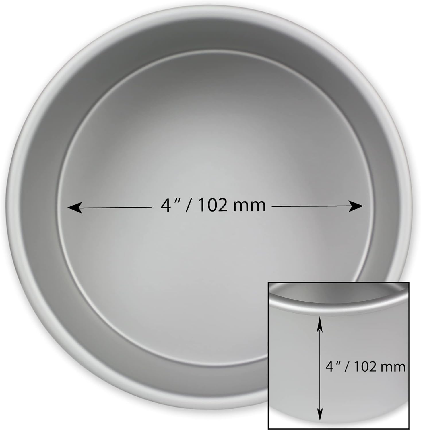 PME - Moule à gâteau rond en aluminium anodisé - 102x102 mm - haute profondeur, argent