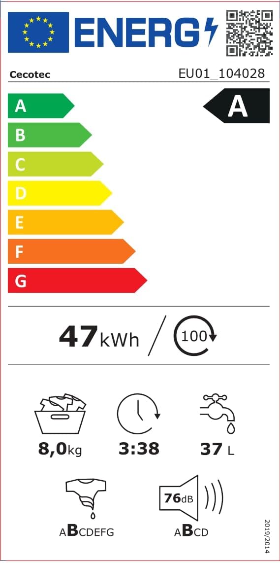 Cecotec - lave-linge frontale série - 60x85x56 cm - 8 kg, 1200 trs/min