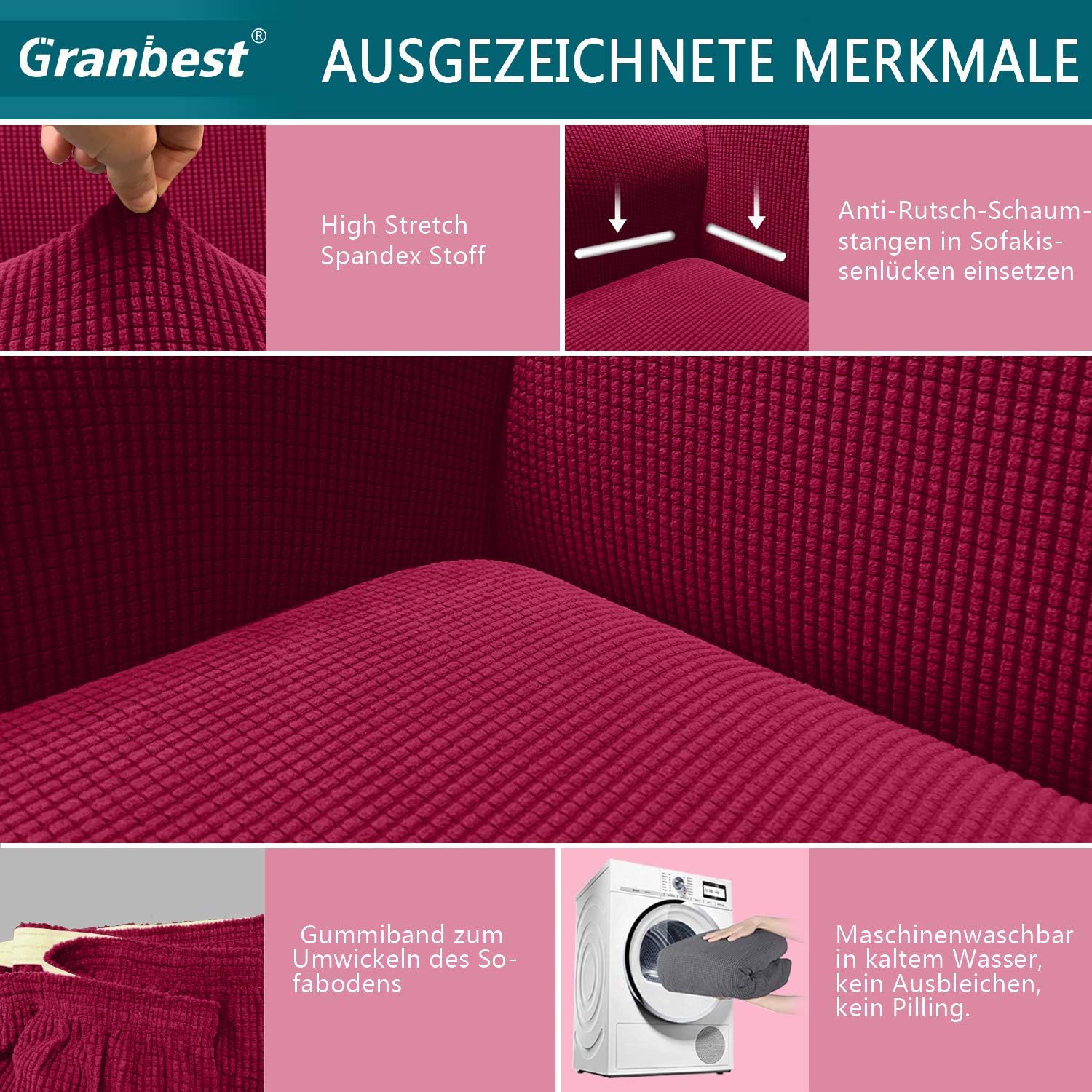 Granbest - housse canapé Jacquard extensible 1 place - protection animaux