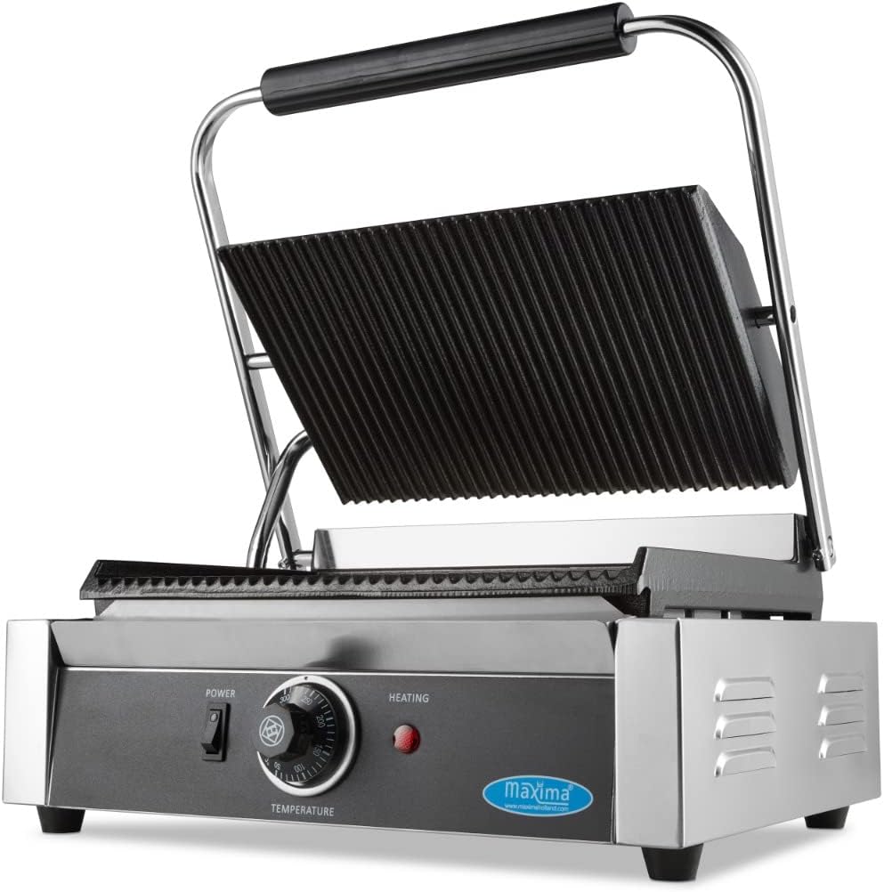 Maxima - Gril de contact rainuré simple - 33,5 cm - plaque de cuisson pro