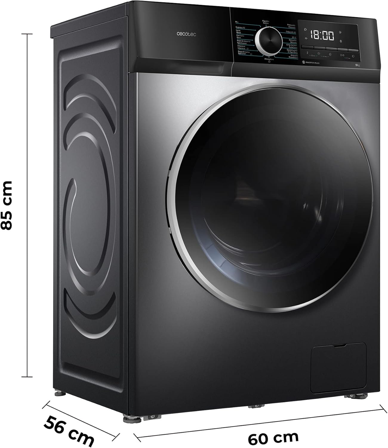 Cecotec - Bolero Dresscode 9500 - 9 kg, frontal, 16 programmes, inverter, acier