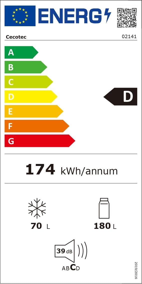 Cecotec - Bolero CoolMarket Combi - 250L - Inverter, No Frost, porte réversible