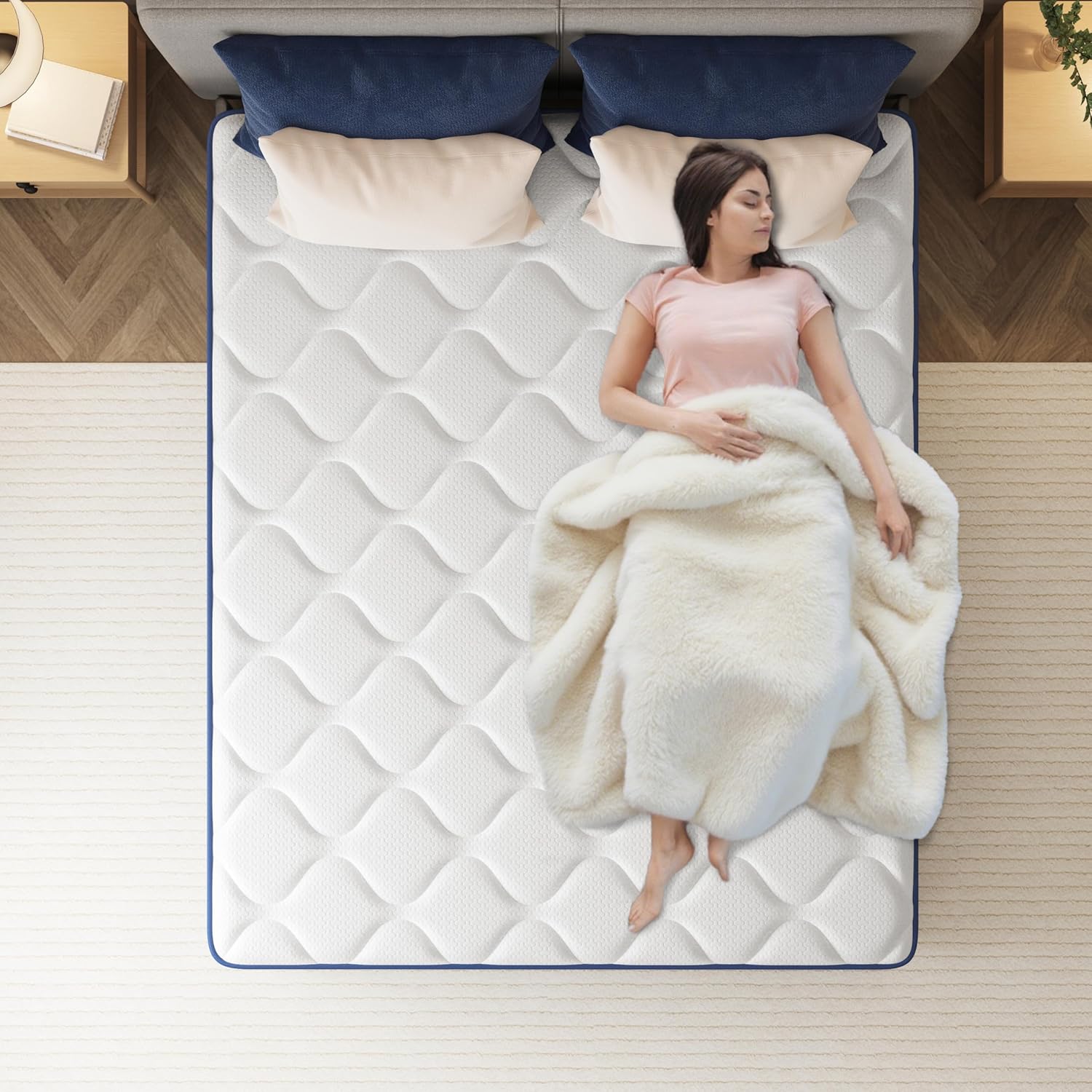PurrJoys - Matelas orthopédique hybride 90x190 cm, mousse mémoire, fermeté moyenne