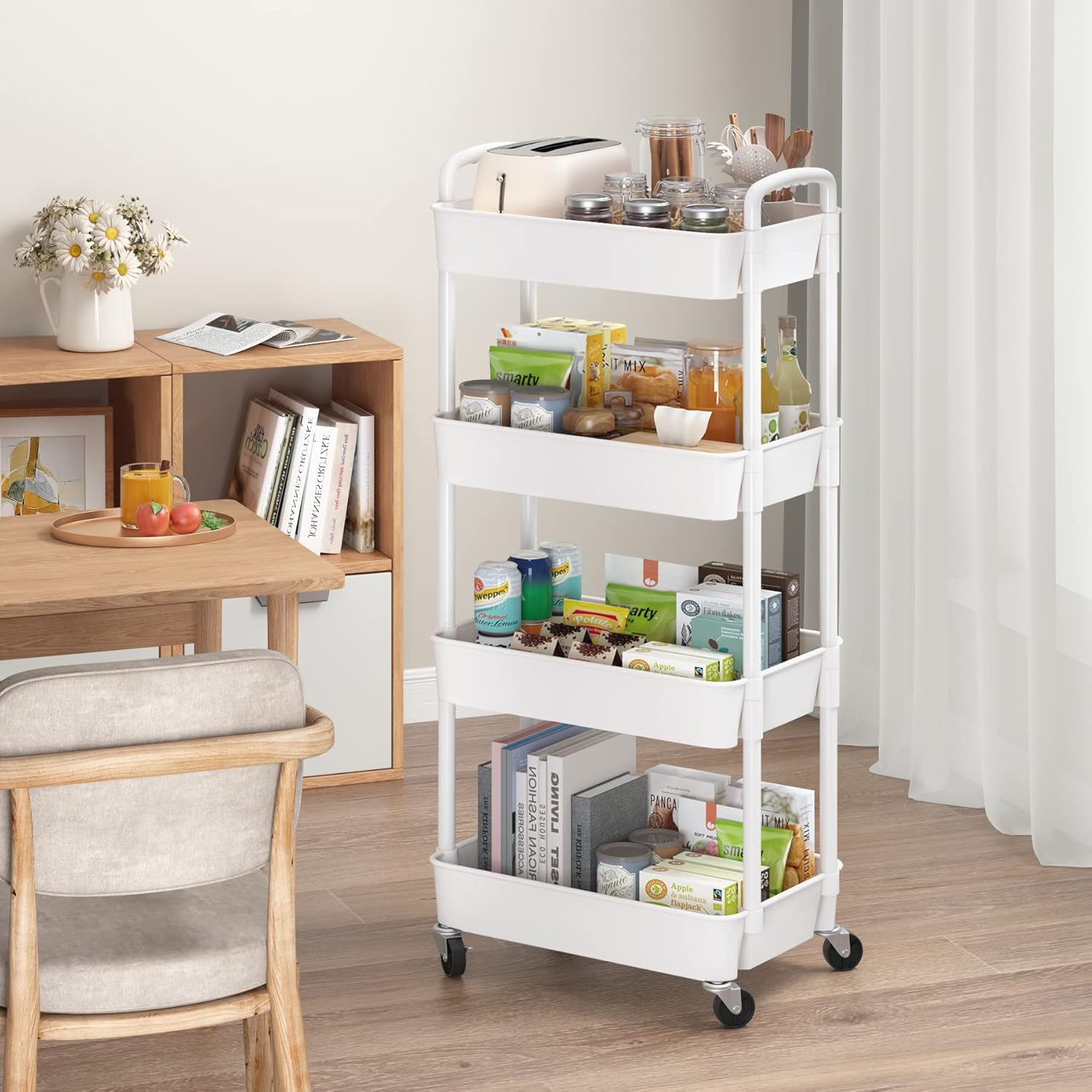 Sywhitta - chariot roulant 4 couches, 39x29x104cm, rangement mobile