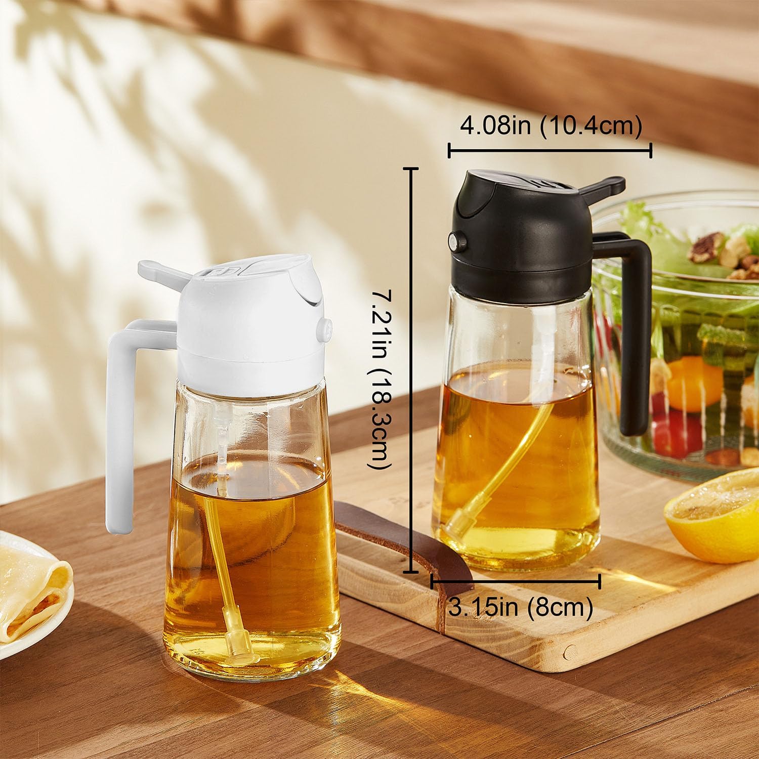 TrendPlain - Spray Huile Cuisine 470ml - vaporisateur 2-en-1 pervenche