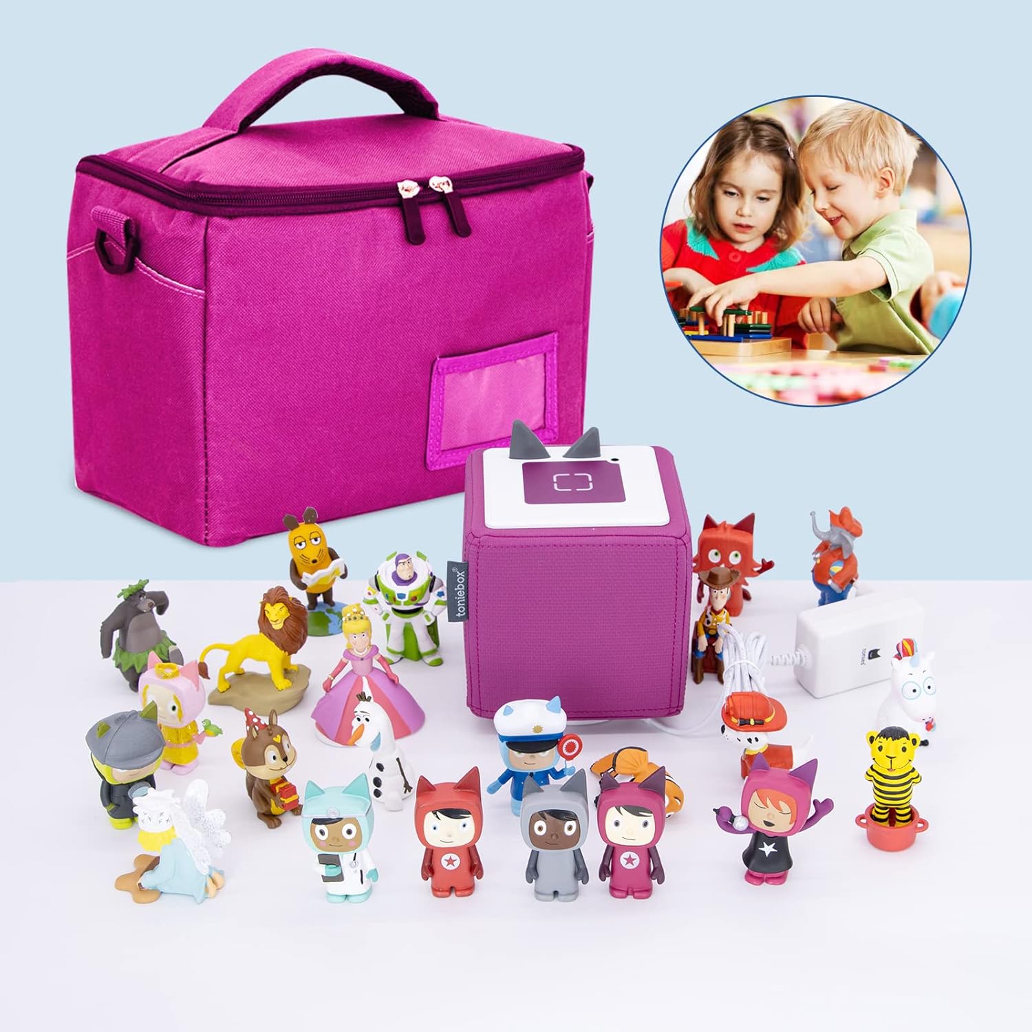 Sac de transport enfants Toniebox - polyester rose - rangement compact