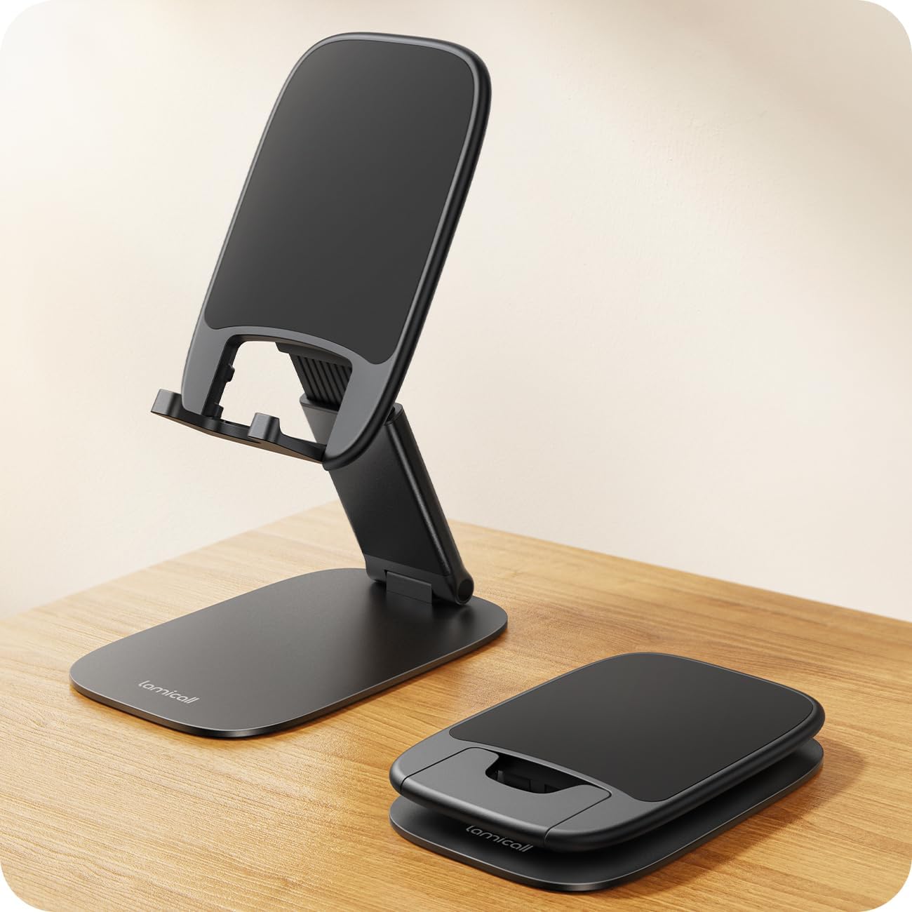 Lamicall - Support téléphone pliable - 15mm ultra-fin - hauteur et angle réglables, base métallique