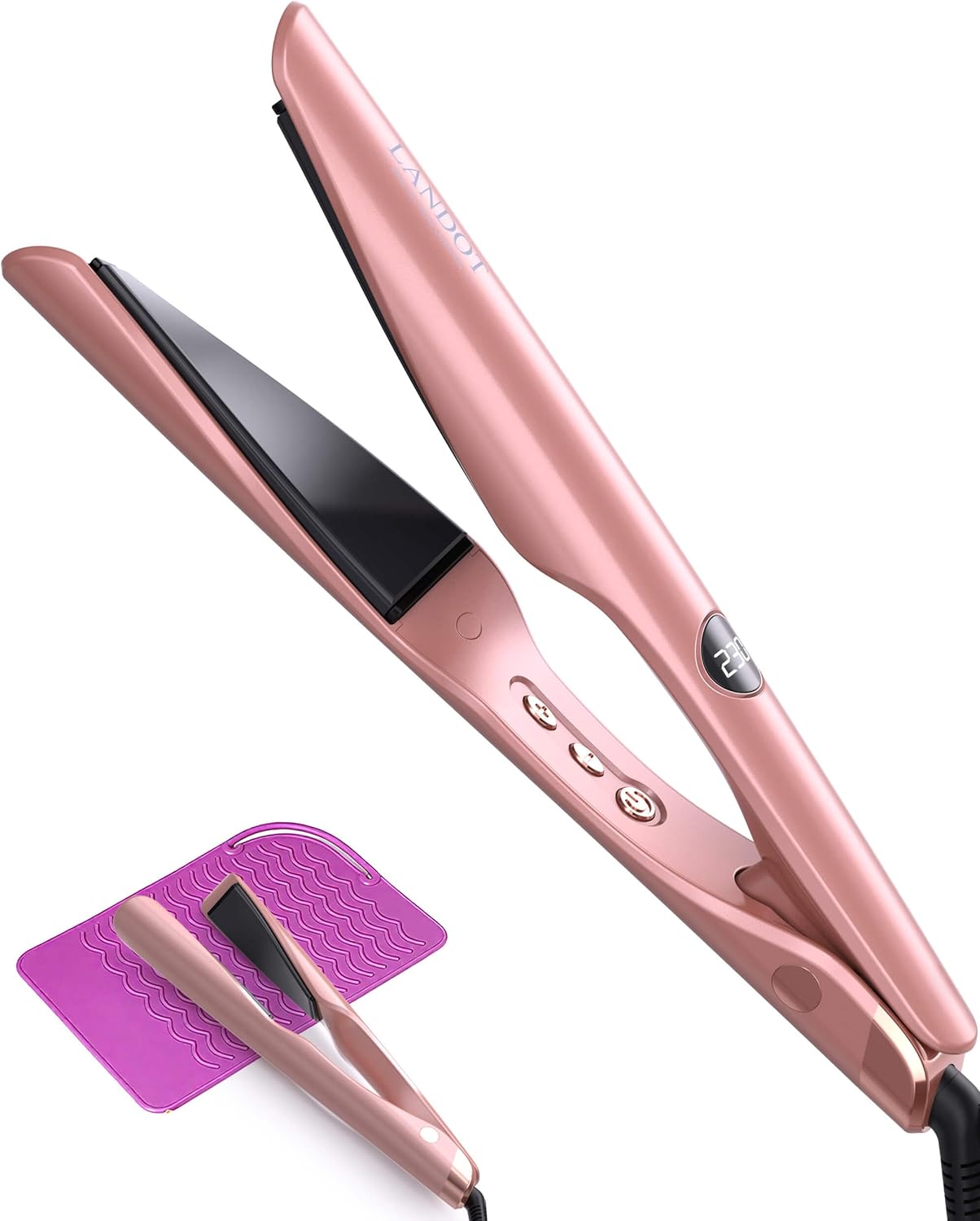 LANDOT - Lisseur Boucleur 2-en-1 - Cheveux lisses & ondulés - Brillance optimale