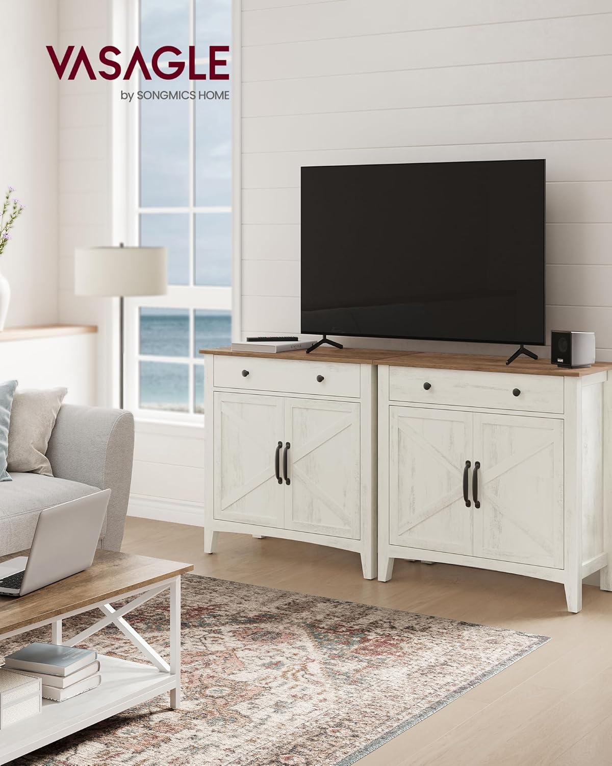 VASAGLE - Buffet rustique 80x40x80 cm, tiroir, étagère réglable BBK341W01
